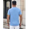 COOFANDY Mens Henley Shirts Short Sleeve Casual Button Down Shirts Lightweight Summer Basic Tee(Clear Blue)