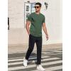 COOFANDY Mens Henley Shirts Short Sleeve Casual Button Down Shirts Lightweight Summer Basic Tee(Dark Green)