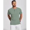 COOFANDY Mens Henley Shirts Short Sleeve Casual Button Down Shirts Lightweight Summer Basic Tee(Gray Green)