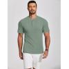 COOFANDY Mens Henley Shirts Short Sleeve Casual Button Down Shirts Lightweight Summer Basic Tee(Gray Green)