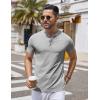 COOFANDY Mens Henley Shirts Short Sleeve Casual Button Down Shirts Lightweight Summer Basic Tee(Grey)