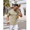 COOFANDY Mens Henley Shirts Short Sleeve Casual Button Down Shirts Lightweight Summer Basic Tee(Khaki)