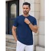 COOFANDY Mens Henley Shirts Short Sleeve Casual Button Down Shirts Lightweight Summer Basic Tee(Navy Blue)