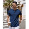 COOFANDY Mens Henley Shirts Short Sleeve Casual Button Down Shirts Lightweight Summer Basic Tee(Navy Blue)