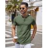 COOFANDY Mens Henley Shirts Short Sleeve Casual Button Down Shirts Lightweight Summer Basic Tee(Olive Green)