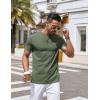 COOFANDY Mens Henley Shirts Short Sleeve Casual Button Down Shirts Lightweight Summer Basic Tee(Olive Green)