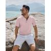 COOFANDY Mens Henley Shirts Short Sleeve Casual Button Down Shirts Lightweight Summer Basic Tee(Pink)