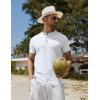 COOFANDY Mens Henley Shirts Short Sleeve Casual Button Down Shirts Lightweight Summer Basic Tee(White)