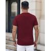COOFANDY Mens Henley Shirts Short Sleeve Casual Button Down Shirts Lightweight Summer Basic Tee(Wine Red)