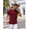 COOFANDY Mens Henley Shirts Short Sleeve Casual Button Down Shirts Lightweight Summer Basic Tee(Wine Red)