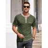COOFANDY Mens Henley Shirts Short Sleeve Casual Button T-Shirts Basic Tee Shirts Summer Vintage T Shirts with Pocket(Army Green)