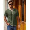 COOFANDY Mens Henley Shirts Short Sleeve Casual Button T-Shirts Basic Tee Shirts Summer Vintage T Shirts with Pocket(Army Green)