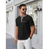 COOFANDY Mens Henley Shirts Short Sleeve Casual Button T-Shirts Basic Tee Shirts Summer Vintage T Shirts with Pocket(Black)