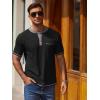 COOFANDY Mens Henley Shirts Short Sleeve Casual Button T-Shirts Basic Tee Shirts Summer Vintage T Shirts with Pocket(Black)