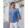 COOFANDY Mens Henley Shirts Short Sleeve Casual Button T-Shirts Basic Tee Shirts Summer Vintage T Shirts with Pocket(Blue)