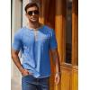 COOFANDY Mens Henley Shirts Short Sleeve Casual Button T-Shirts Basic Tee Shirts Summer Vintage T Shirts with Pocket(Blue)