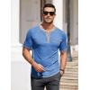 COOFANDY Mens Henley Shirts Short Sleeve Casual Button T-Shirts Basic Tee Shirts Summer Vintage T Shirts with Pocket(Blue)