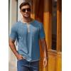 COOFANDY Mens Henley Shirts Short Sleeve Casual Button T-Shirts Basic Tee Shirts Summer Vintage T Shirts with Pocket(Dark Blue)