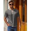 COOFANDY Mens Henley Shirts Short Sleeve Casual Button T-Shirts Basic Tee Shirts Summer Vintage T Shirts with Pocket(Dark Grey)
