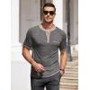 COOFANDY Mens Henley Shirts Short Sleeve Casual Button T-Shirts Basic Tee Shirts Summer Vintage T Shirts with Pocket(Dark Grey)