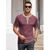 COOFANDY Mens Henley Shirts Short Sleeve Casual Button T-Shirts Basic Tee Shirts Summer Vintage T Shirts with Pocket(Dark Red)