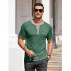 COOFANDY Mens Henley Shirts Short Sleeve Casual Button T-Shirts Basic Tee Shirts Summer Vintage T Shirts with Pocket(Green)