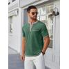 COOFANDY Mens Henley Shirts Short Sleeve Casual Button T-Shirts Basic Tee Shirts Summer Vintage T Shirts with Pocket(Green)