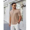COOFANDY Mens Henley Shirts Short Sleeve Casual Button T-Shirts Basic Tee Shirts Summer Vintage T Shirts with Pocket(Khaki)