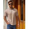 COOFANDY Mens Henley Shirts Short Sleeve Casual Button T-Shirts Basic Tee Shirts Summer Vintage T Shirts with Pocket(Khaki)