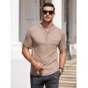 COOFANDY Mens Henley Shirts Short Sleeve Casual Button T-Shirts Basic Tee Shirts Summer Vintage T Shirts with Pocket(Khaki)