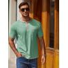 COOFANDY Mens Henley Shirts Short Sleeve Casual Button T-Shirts Basic Tee Shirts Summer Vintage T Shirts with Pocket(Light Green)
