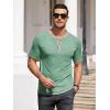 COOFANDY Mens Henley Shirts Short Sleeve Casual Button T-Shirts Basic Tee Shirts Summer Vintage T Shirts with Pocket(Light Green)