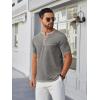 COOFANDY Mens Henley Shirts Short Sleeve Casual Button T-Shirts Basic Tee Shirts Summer Vintage T Shirts with Pocket(Light Grey)