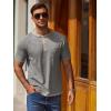COOFANDY Mens Henley Shirts Short Sleeve Casual Button T-Shirts Basic Tee Shirts Summer Vintage T Shirts with Pocket(Light Grey)