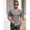COOFANDY Mens Henley Shirts Short Sleeve Casual Button T-Shirts Basic Tee Shirts Summer Vintage T Shirts with Pocket(Light Grey)