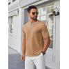 COOFANDY Mens Henley Shirts Short Sleeve Casual Button T-Shirts Basic Tee Shirts Summer Vintage T Shirts with Pocket(Light Khaki)