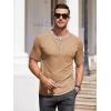 COOFANDY Mens Henley Shirts Short Sleeve Casual Button T-Shirts Basic Tee Shirts Summer Vintage T Shirts with Pocket(Light Khaki)