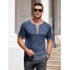 COOFANDY Mens Henley Shirts Short Sleeve Casual Button T-Shirts Basic Tee Shirts Summer Vintage T Shirts with Pocket(Navy Blue)