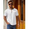 COOFANDY Mens Henley Shirts Short Sleeve Casual Button T-Shirts Basic Tee Shirts Summer Vintage T Shirts with Pocket(White)