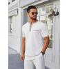 COOFANDY Mens Henley Shirts Short Sleeve Casual Button T-Shirts Basic Tee Shirts Summer Vintage T Shirts with Pocket(White)
