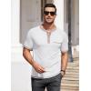 COOFANDY Mens Henley Shirts Short Sleeve Casual Button T-Shirts Basic Tee Shirts Summer Vintage T Shirts with Pocket(White)