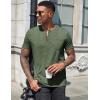 COOFANDY Mens Henley Shirts Short Sleeve Casual T Shirt Plain Slim Fit Henley Stylish Summer Tee Shirts with Pocket(Army Green)