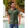 COOFANDY Mens Henley Shirts Short Sleeve Casual T Shirt Plain Slim Fit Henley Stylish Summer Tee Shirts with Pocket(Army Green)