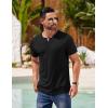 COOFANDY Mens Henley Shirts Short Sleeve Casual T Shirt Plain Slim Fit Henley Stylish Summer Tee Shirts with Pocket(Black)