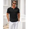 COOFANDY Mens Henley Shirts Short Sleeve Casual T Shirt Plain Slim Fit Henley Stylish Summer Tee Shirts with Pocket(Black)