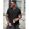 COOFANDY Mens Henley Shirts Short Sleeve Casual T Shirt Plain Slim Fit Henley Stylish Summer Tee Shirts with Pocket(Black)