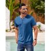 COOFANDY Mens Henley Shirts Short Sleeve Casual T Shirt Plain Slim Fit Henley Stylish Summer Tee Shirts with Pocket(Blue)