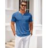 COOFANDY Mens Henley Shirts Short Sleeve Casual T Shirt Plain Slim Fit Henley Stylish Summer Tee Shirts with Pocket(Blue)