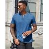 COOFANDY Mens Henley Shirts Short Sleeve Casual T Shirt Plain Slim Fit Henley Stylish Summer Tee Shirts with Pocket(Blue)