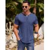 COOFANDY Mens Henley Shirts Short Sleeve Casual T Shirt Plain Slim Fit Henley Stylish Summer Tee Shirts with Pocket(Blue2)